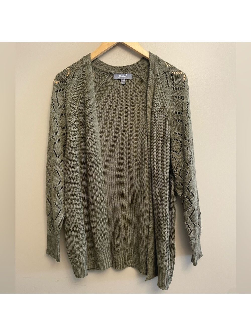Marled Olive Knit Cardigan Small
